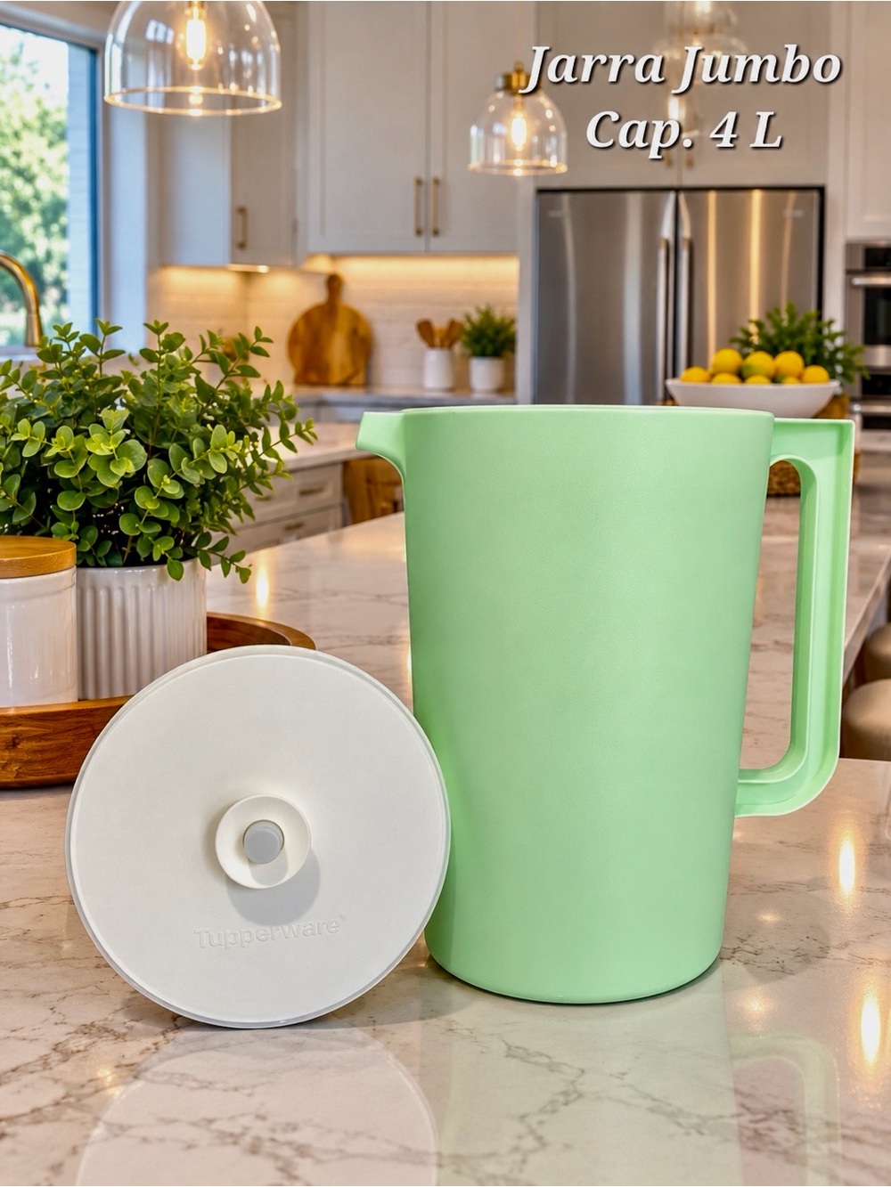 Tupperware Mint Green Jumbo Pitcher with White Lid